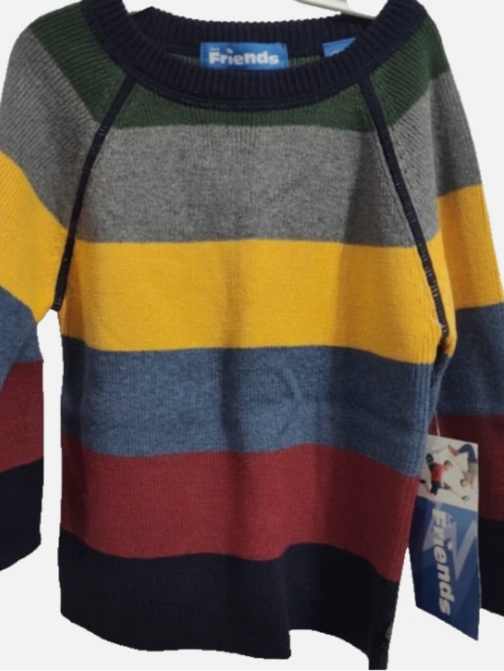 Just Friends Y2K - 100% Cotton Size 2-3T Boy's Sweater Multi Color Stripes - NWT